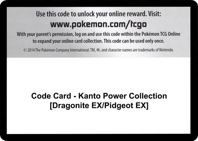 Code Card - Kanto Power Collection [Dragonite EX/Pidgeot EX]  from XY - Evolutions