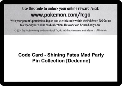 Code Card - Shining Fates Mad Party Pin Collection [Dedenne]