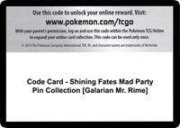 Code Card - Shining Fates Mad Party Pin Collection [Galarian Mr. Rime] from Shining Fates Pokemon card image
