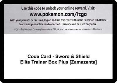 Code Card - Sword & Shield Elite Trainer Box Plus [Zamazenta]