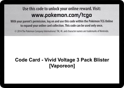 Code Card - Vivid Voltage 3 Pack Blister [Vaporeon]