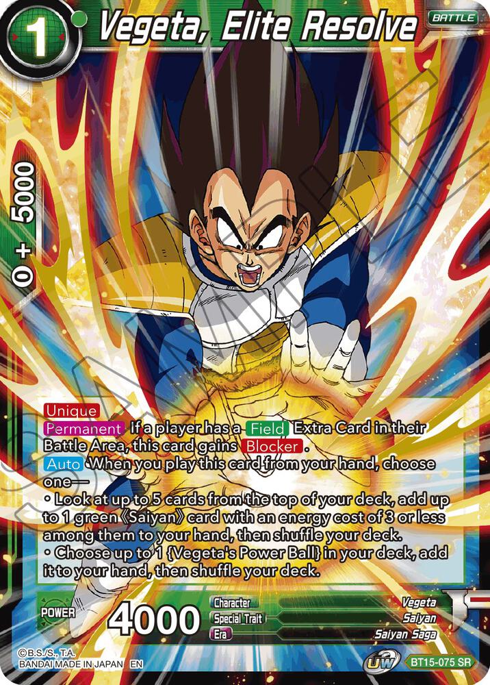 Vegeta, Elite Resolve - Saiyan Showdown - Dragon Ball Super