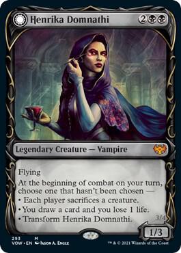 mtg crimson vow card prices MtG Trading Card Game Innistrad: Crimson Vow Mythic Rare Henrika Domnathi // Henrika, Infernal Seer #293 [Showcase]