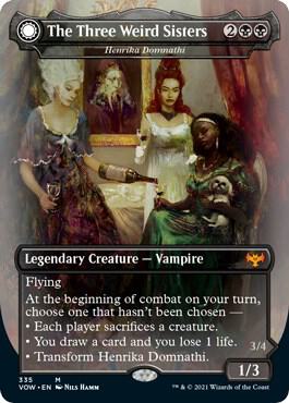 The Three Weird Sisters - Henrika Domnathi - Innistrad: Crimson Vow - Magic: The Gathering - TCGplayer.com The Three Weird Sisters - Henrika Domnathi - Innistrad: Crimson Vow - Magic: The Gathering - TCGplayer.com