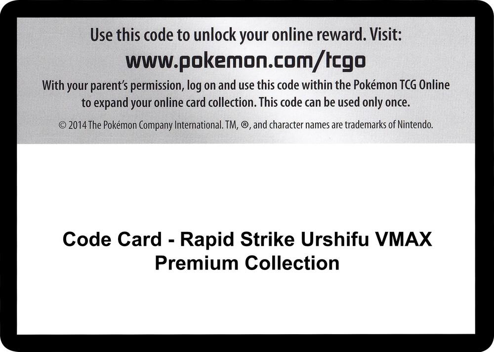 Code Card - Rapid Strike Urshifu Vmax Premium Collection