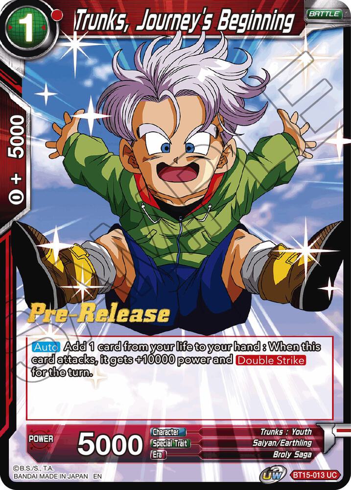 Trunks, Journey's Beginning #BT15-013 — Saiyan Showdown Pre-Release Cards
