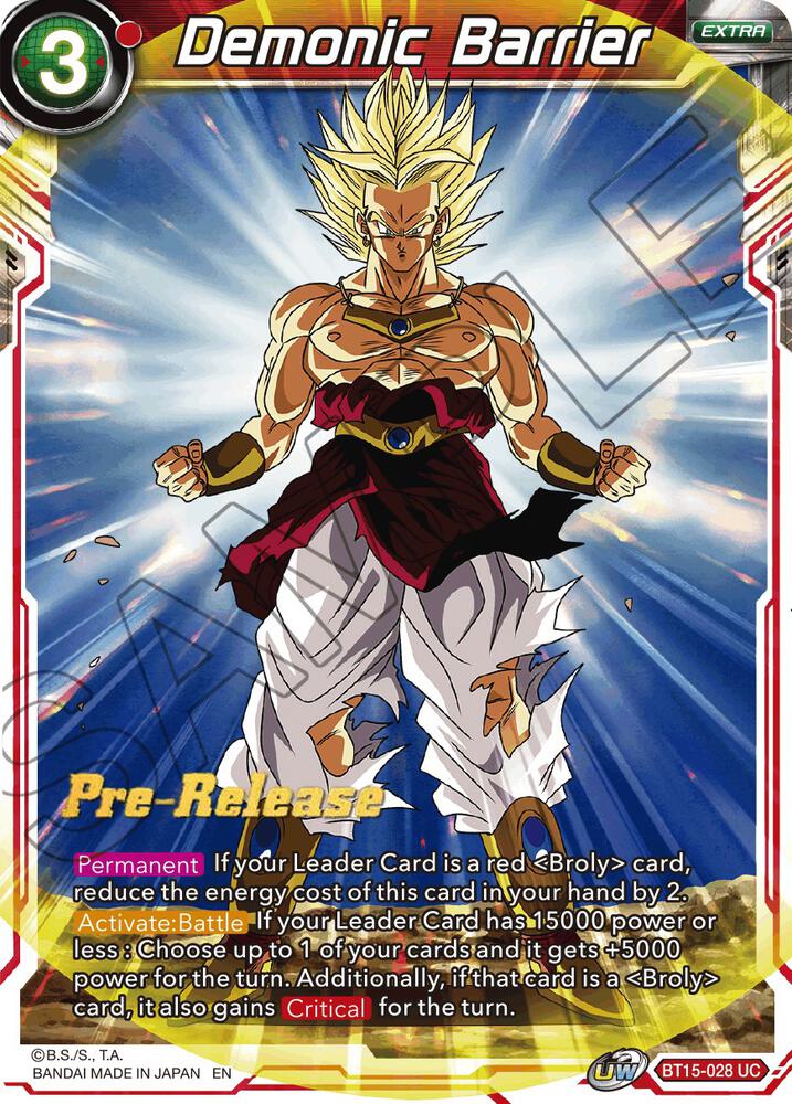 Demonic Barrier #BT15-028 — Saiyan Showdown Pre-Release Cards