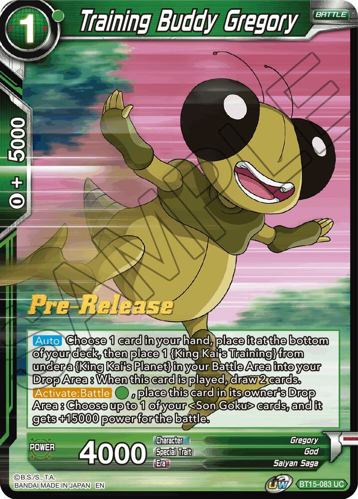 Training Buddy Gregory #BT15-083 — Saiyan Showdown Pre-Release Cards