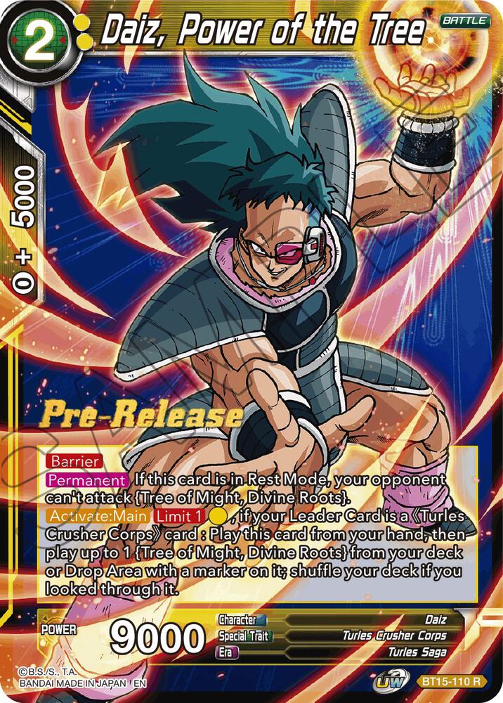 Daiz, Power of the Tree #BT15-110 — Saiyan Showdown Pre-Release Cards