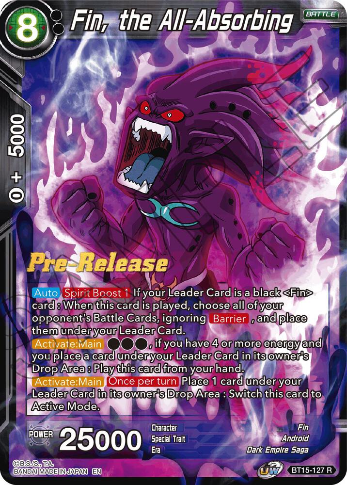 Fin, the All-Absorbing #BT15-127 — Saiyan Showdown Pre-Release Cards