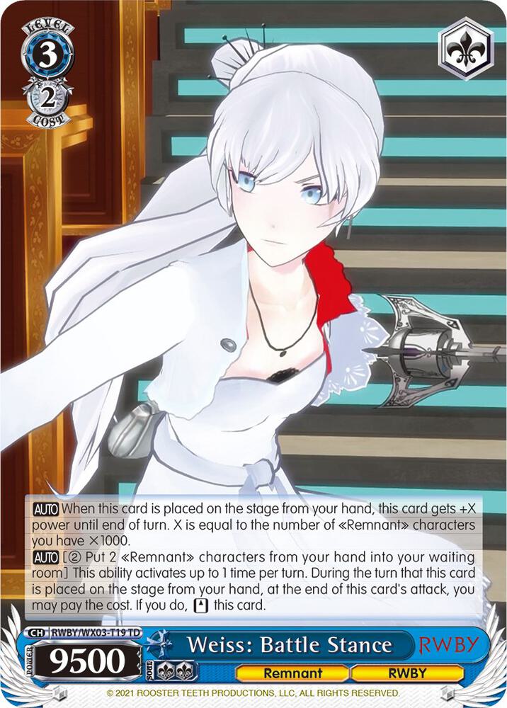 Weiss: Battle Stance - RWBY - Weiss Schwarz - TCGplayer.com