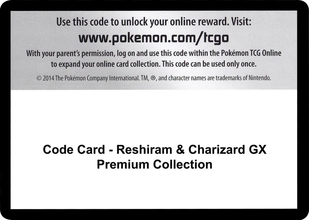Code Card - Reshiram & Charizard Gx Premium Collection