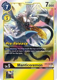Manticoremon - Double Diamond Pre-Release Cards - Digimon card
