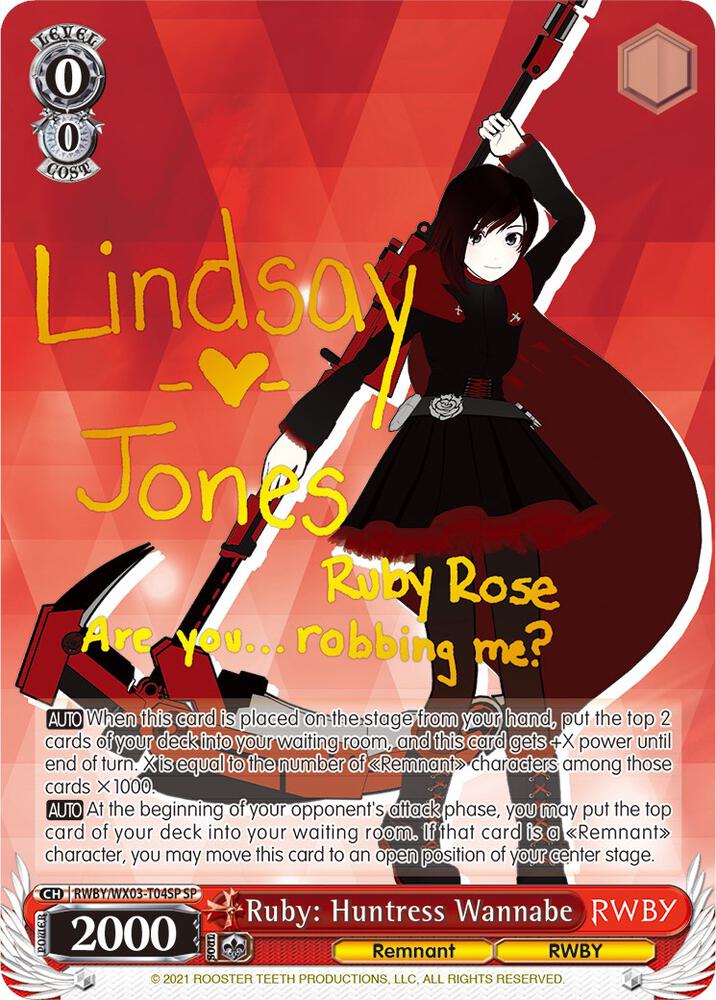RWBY ヴァイス SP Ruby: Huntress Wannabe サイン Ruby: Huntress Wannabe (SP) - RWBY - Weiss Schwarz - TCGplayer.com