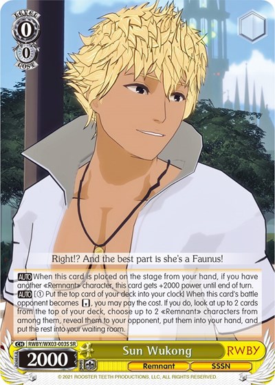 Sun Wukong (SR) RWBY Super Rare Weiss Schwarz card — value and price