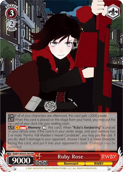 Ruby Rose RWBY Double Rare Weiss Schwarz card — value and price