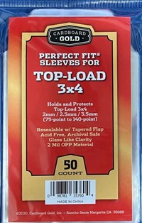 Cardboard Gold Card Sleeves Perfect Fit Sleeves for 3x4 Toploaders [75pt to 140pt] (50-Count)
