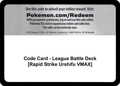 Code Card - League Battle Deck [Rapid Strike Urshifu VMAX]