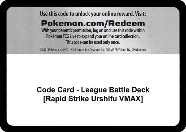 Code Card - League Battle Deck [Rapid Strike Urshifu VMAX]