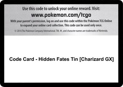 Code Card - Hidden Fates Tin [Charizard GX]