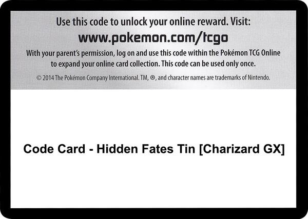 Code Card - Hidden Fates Tin [Charizard GX]