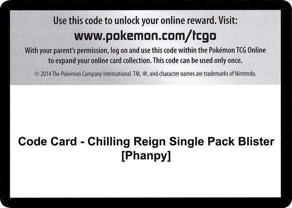Code Card - Chilling Reign Single Pack Blister [Phanpy]