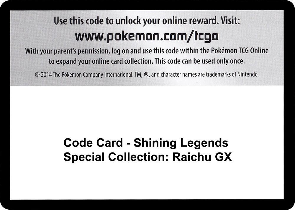 Code Card - Shining Legends Special Collection: Raichu Gx