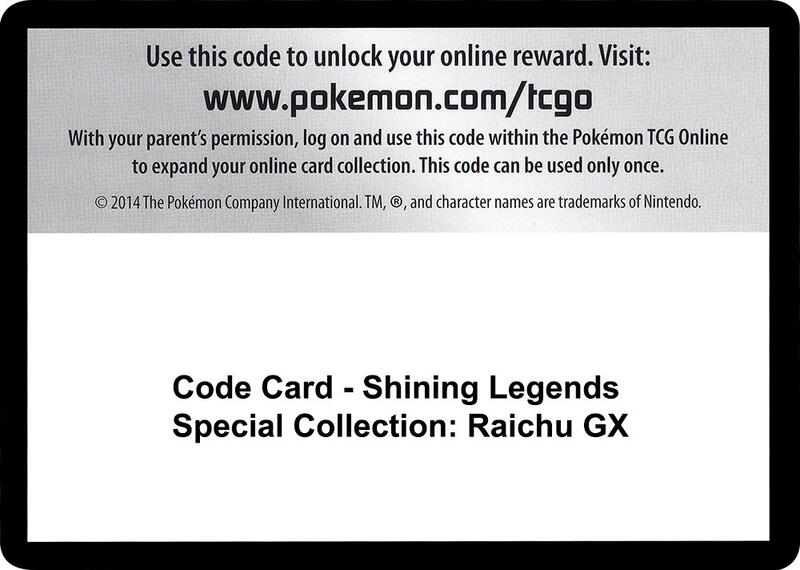 Code Card - Shining Legends Special Collection: Raichu GX  from Shining Legends