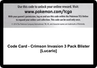 Code Card - Crimson Invasion 3 Pack Blister [Lucario] from SM - Crimson Invasion Pokemon card image