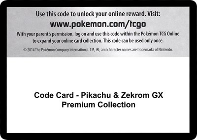 Code Card - Pikachu & Zekrom GX Premium Collection