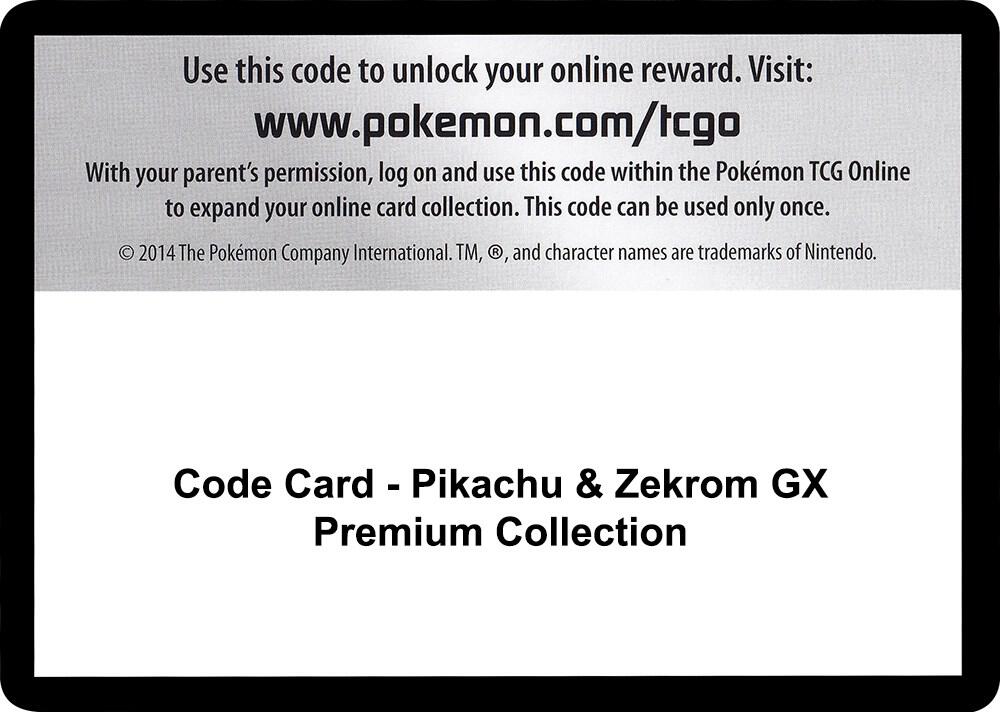 Code Card - Pikachu & Zekrom Gx Premium Collection