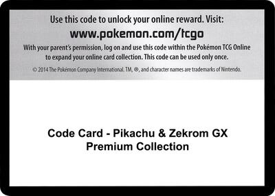 Code Card - Pikachu & Zekrom GX Premium Collection