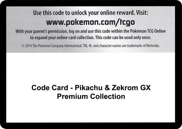 Code Card - Pikachu & Zekrom GX Premium Collection
