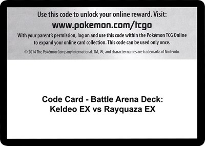 Code Card - Battle Arena Deck: Keldeo EX vs Rayquaza EX