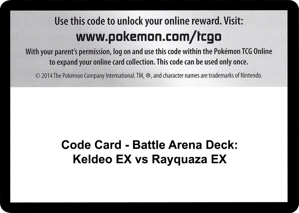 Code Card - Battle Arena Deck: Keldeo Ex Vs Rayquaza Ex