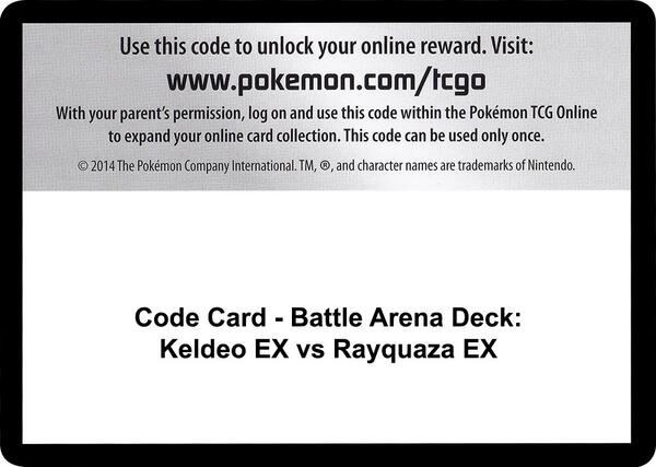 Code Card - Battle Arena Deck: Keldeo EX vs Rayquaza EX