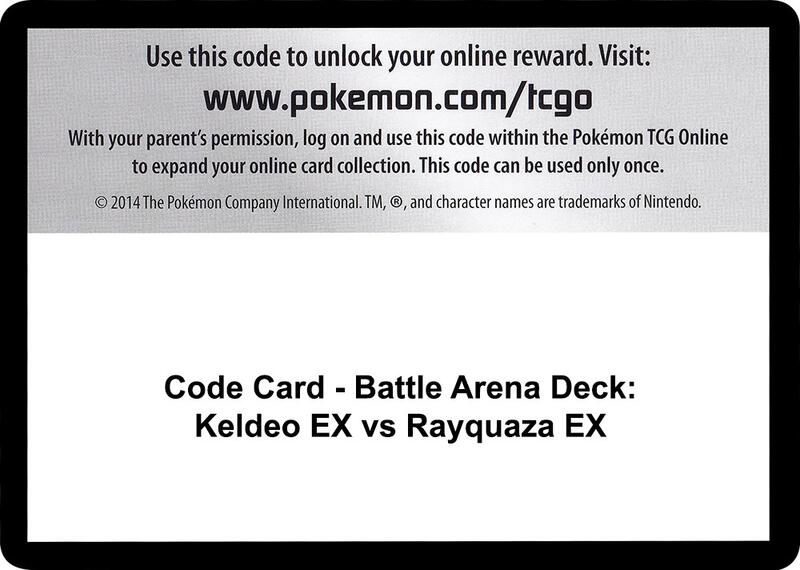 Code Card - Battle Arena Deck: Keldeo EX vs Rayquaza EX  from XY - Steam Siege