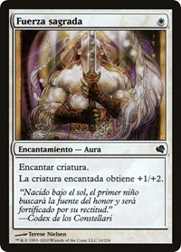 Holy Strength (Spanish) - "Fuerza sagrada" - Magic Encyclopedia 2011 (Salvat) - Magic: The Gathering card