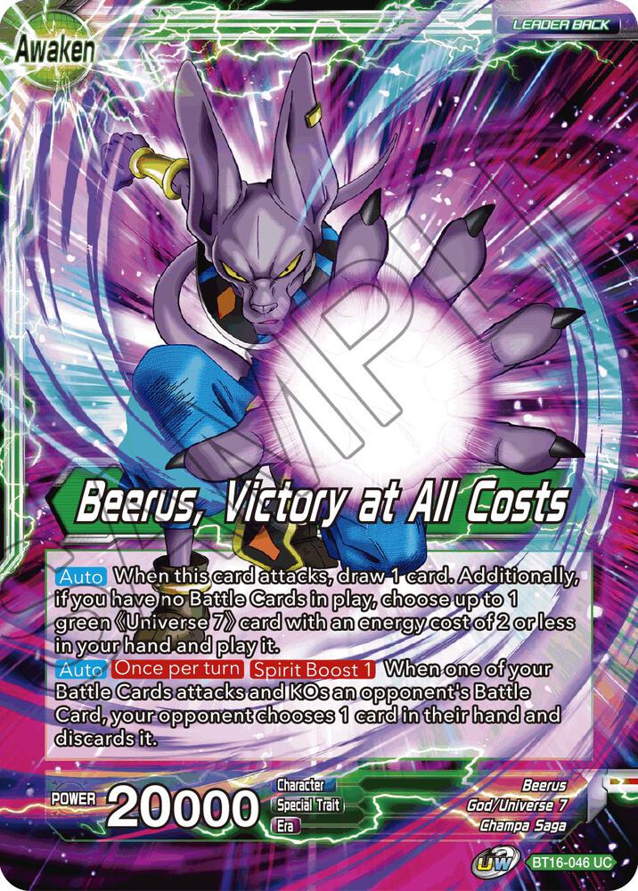 beerus dragon ball super card game Dragon Ball Super Tournament of Power Beerus, Universe 7 Divine Vanquisher TB1-030