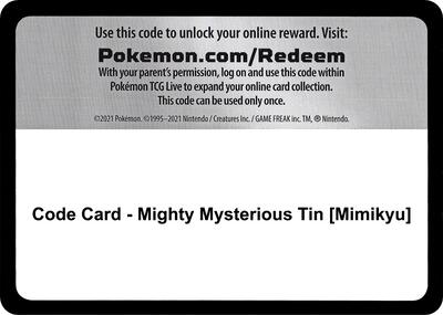 Code Card - Mighty Mysterious Tin [Mimikyu]