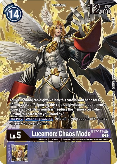 Lucemon: Chaos Mode (Alternate Art) Next Adventure Secret Rare Digimon card — value and price