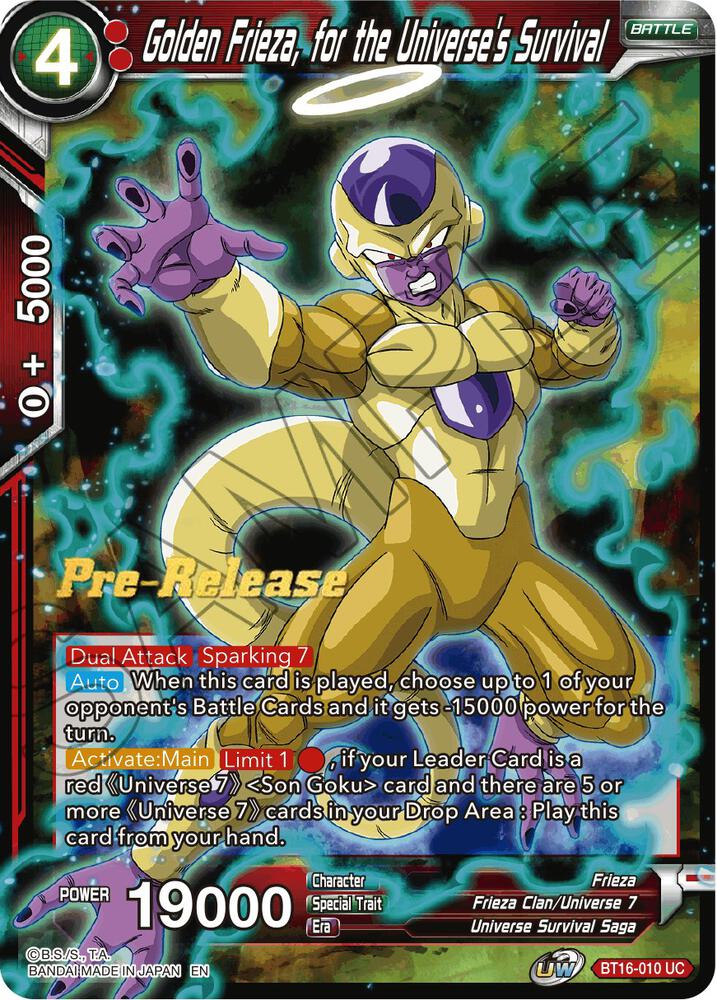 Golden Frieza, for the Universe's Survival #BT16-010 — Realm of the Gods Pre-Release Cards