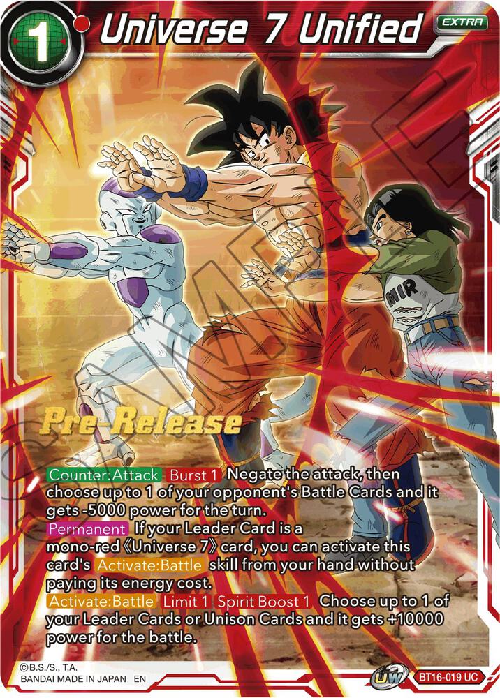 Universe 7 Unified - Realm of the Gods Pre-Release Cards - Dragon Ball  Super: Masters