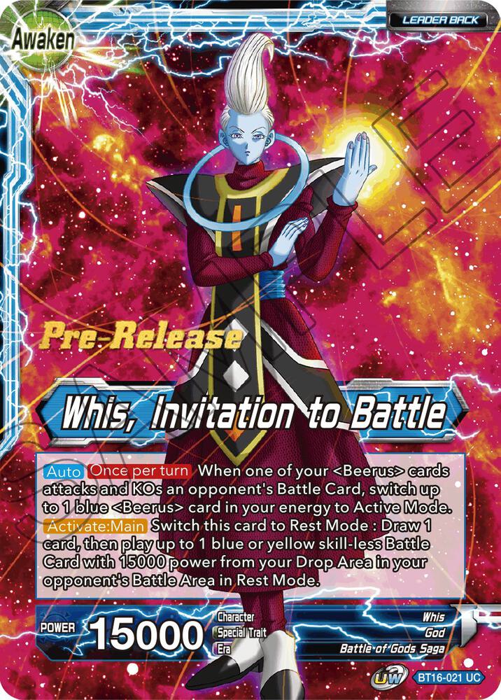 Whis // Whis, Invitation to Battle #BT16-021 — Realm of the Gods Pre-Release Cards