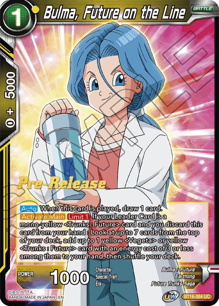 Bulma, Future on the Line #BT16-084 — Realm of the Gods Pre-Release Cards