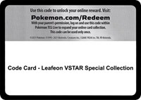 Code Card - Leafeon VSTAR Special Collection from SWSH09: Brilliant Stars Pokemon card image