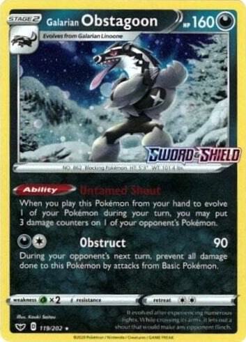 Galarian Obstagoon - 119/202 (Cosmos Holo) 119/202 from Miscellaneous Cards & Products