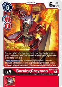 BurningGreymon - Next Adventure Pre-Release Cards - Digimon card