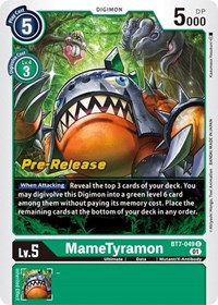 MameTyramon - Next Adventure Pre-Release Cards - Digimon card