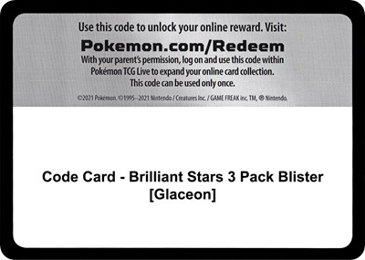 Code Card - Brilliant Stars 3 Pack Blister [Glaceon]